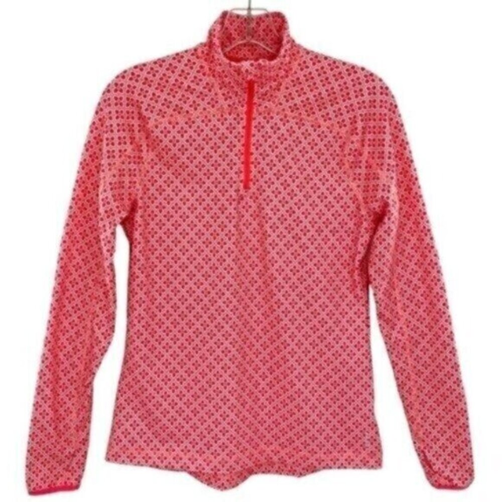 Lands’ End Women’s Geometric Print Quarter Zip Pullover Top Activewear Gorpcore